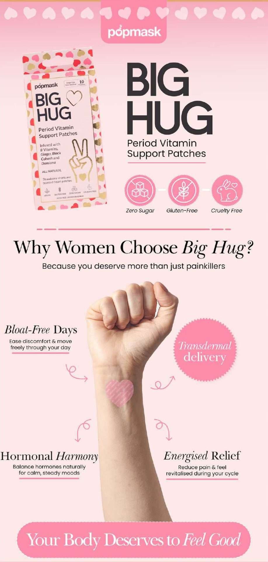 popmask Big Hug, Period Vitamin Patches Enhanced Brand Content