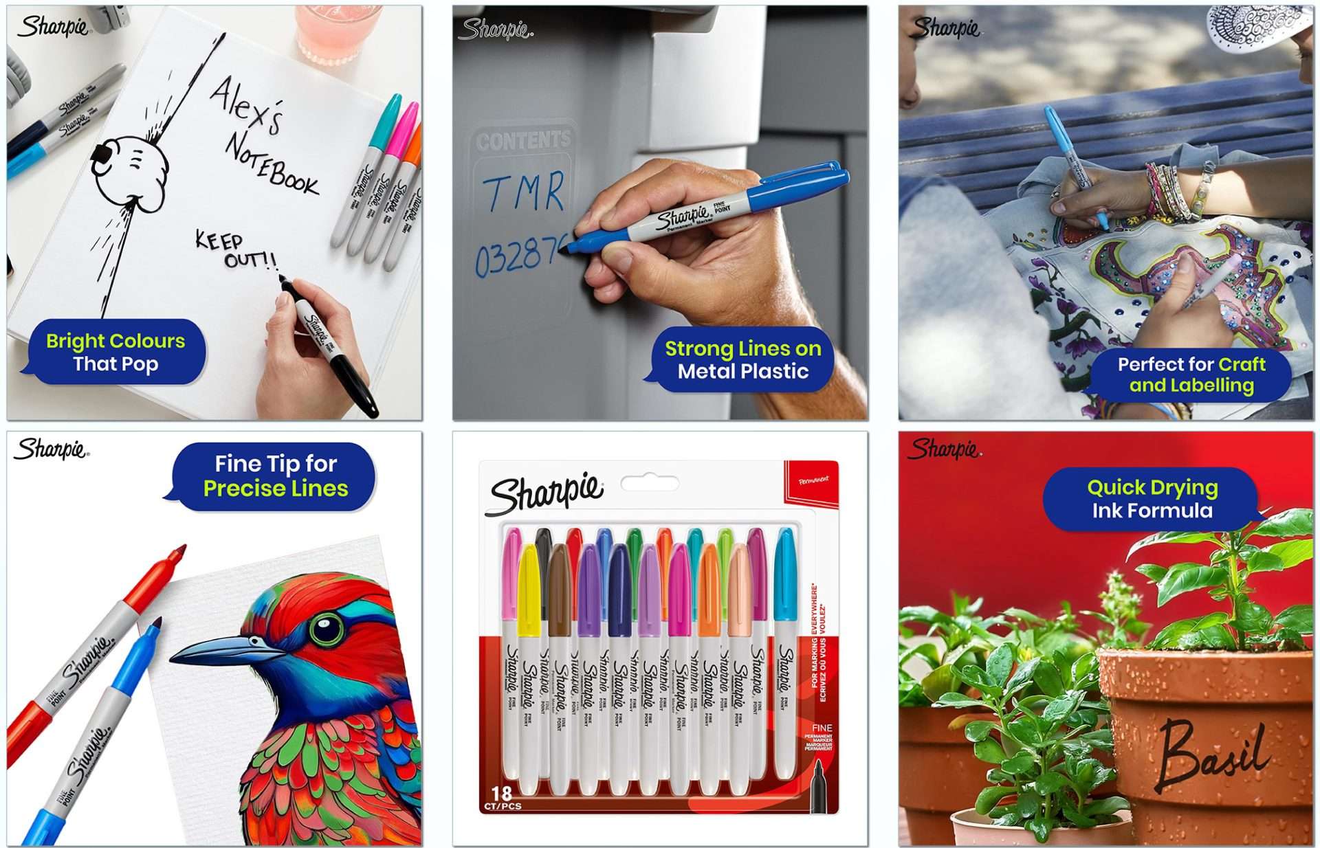 DLM Direct Sharpie Permanent Markers, 18 pack listing image set